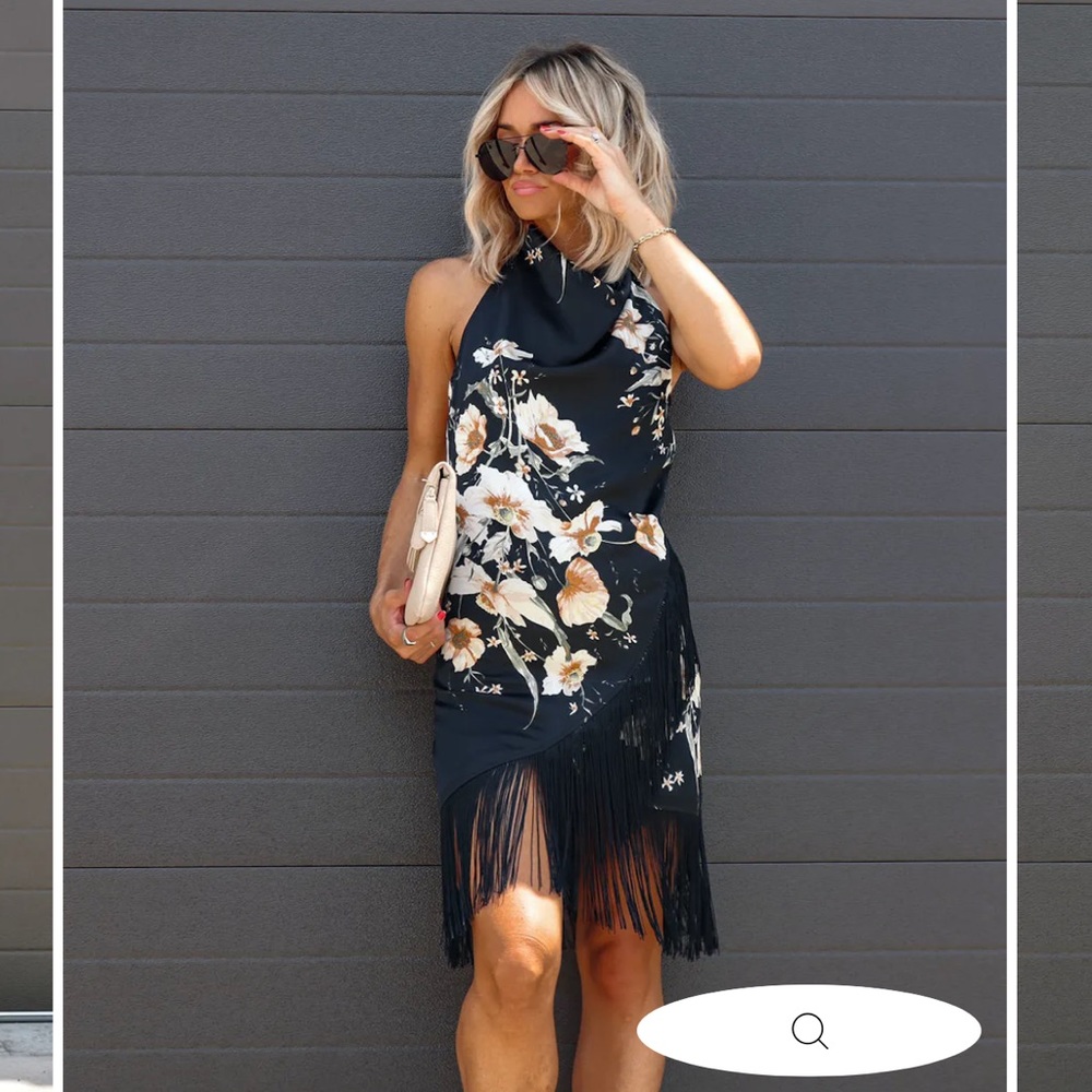 🦃VICI Floral Halter Fringe Mini Dress size XL🦃
